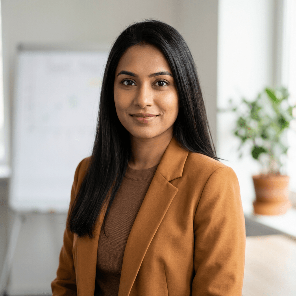 Priya Patel, operations director, in a blazer